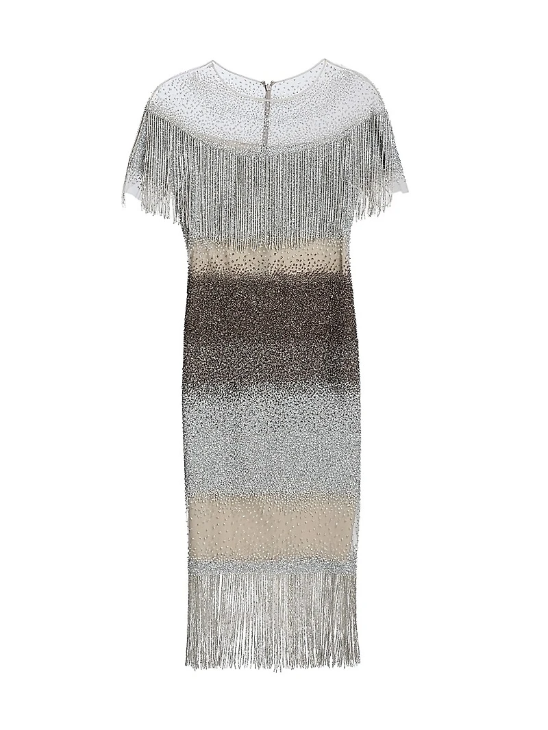 Signature Sequined Fringe Cocktail Dress