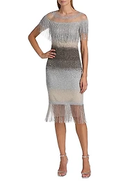 Signature Sequined Fringe Cocktail Dress
