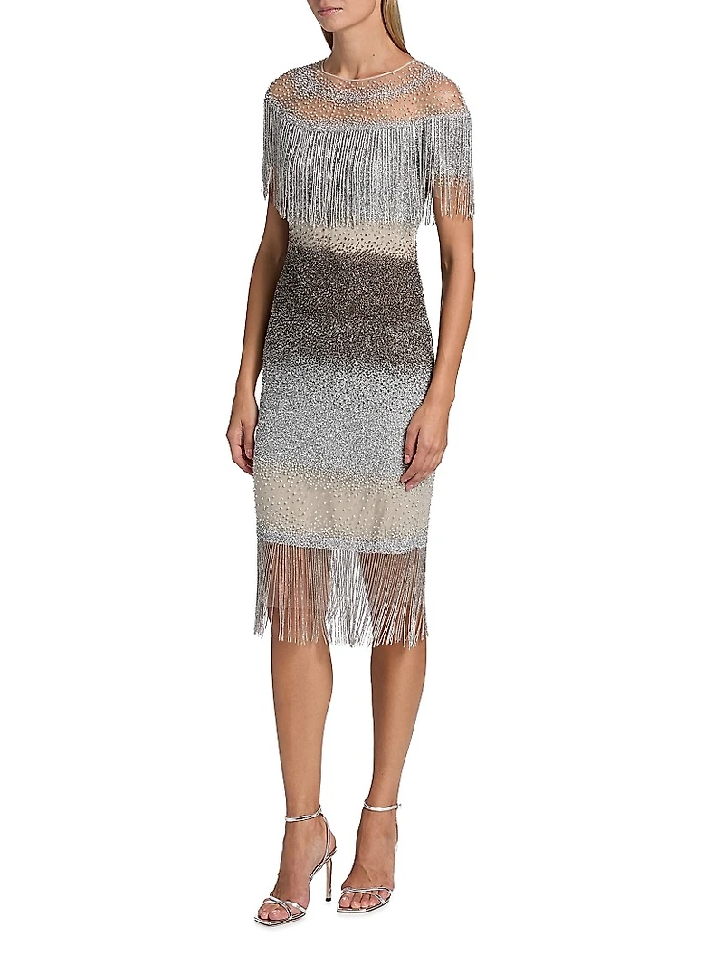 Signature Sequined Fringe Cocktail Dress