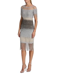 Signature Sequined Fringe Cocktail Dress