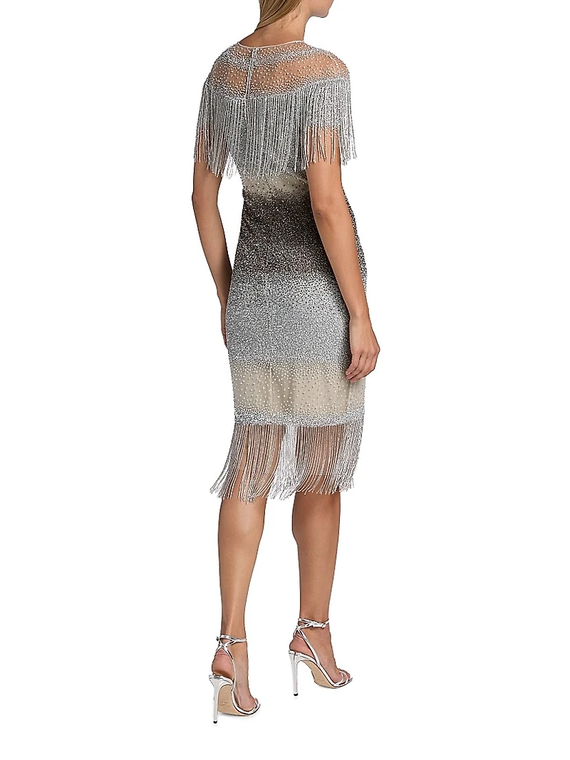 Signature Sequined Fringe Cocktail Dress