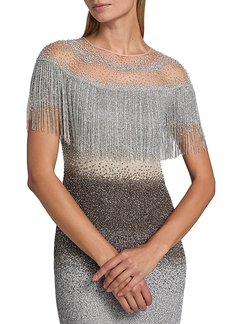 Signature Sequined Fringe Cocktail Dress