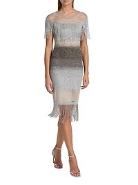 Signature Sequined Fringe Cocktail Dress