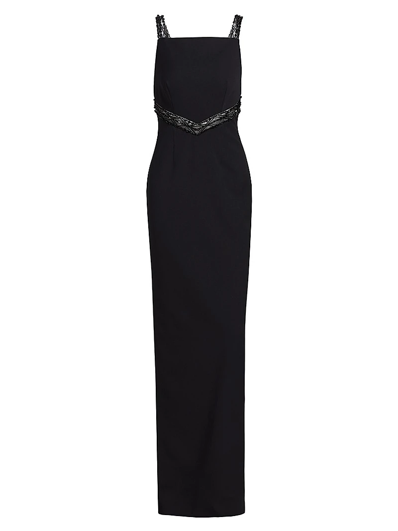 Crêpe Embellished Column Gown
