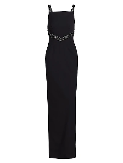 Crêpe Embellished Column Gown