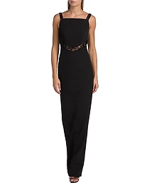Crêpe Embellished Column Gown