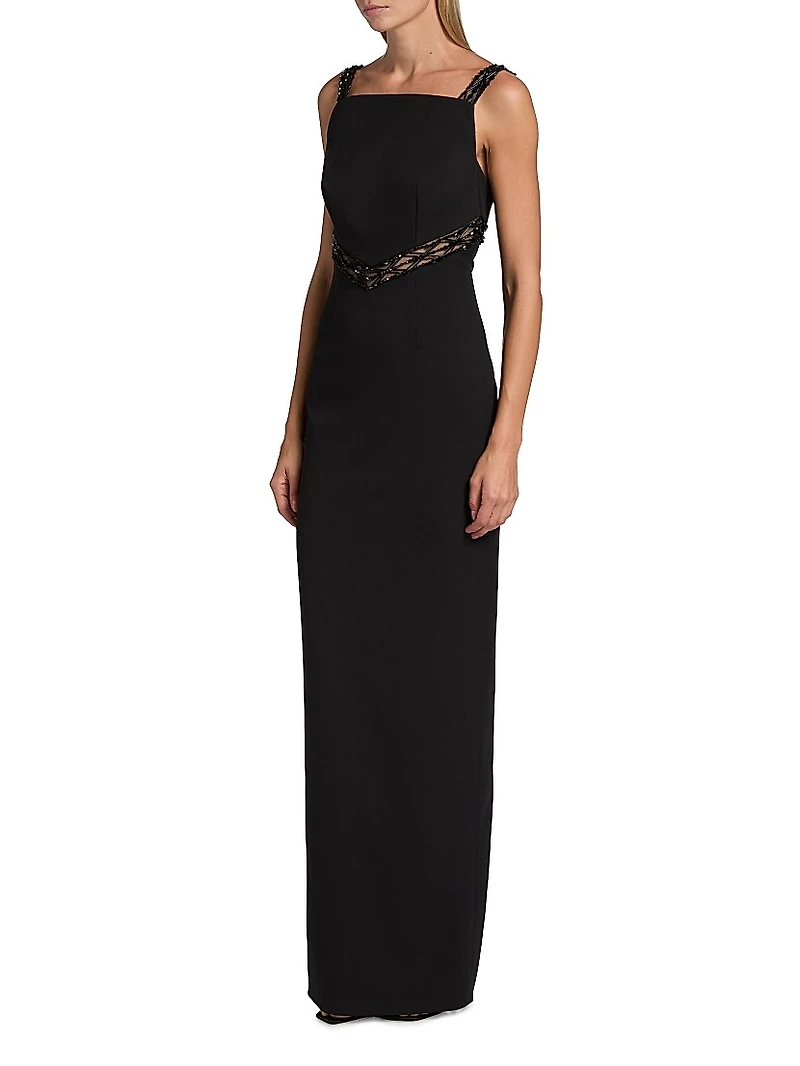 Crêpe Embellished Column Gown