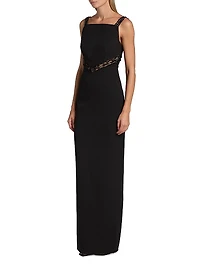 Crêpe Embellished Column Gown