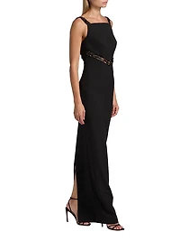 Crêpe Embellished Column Gown