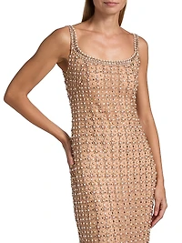 Imitation Pearl & Bead-Embroidered Tulle Gown