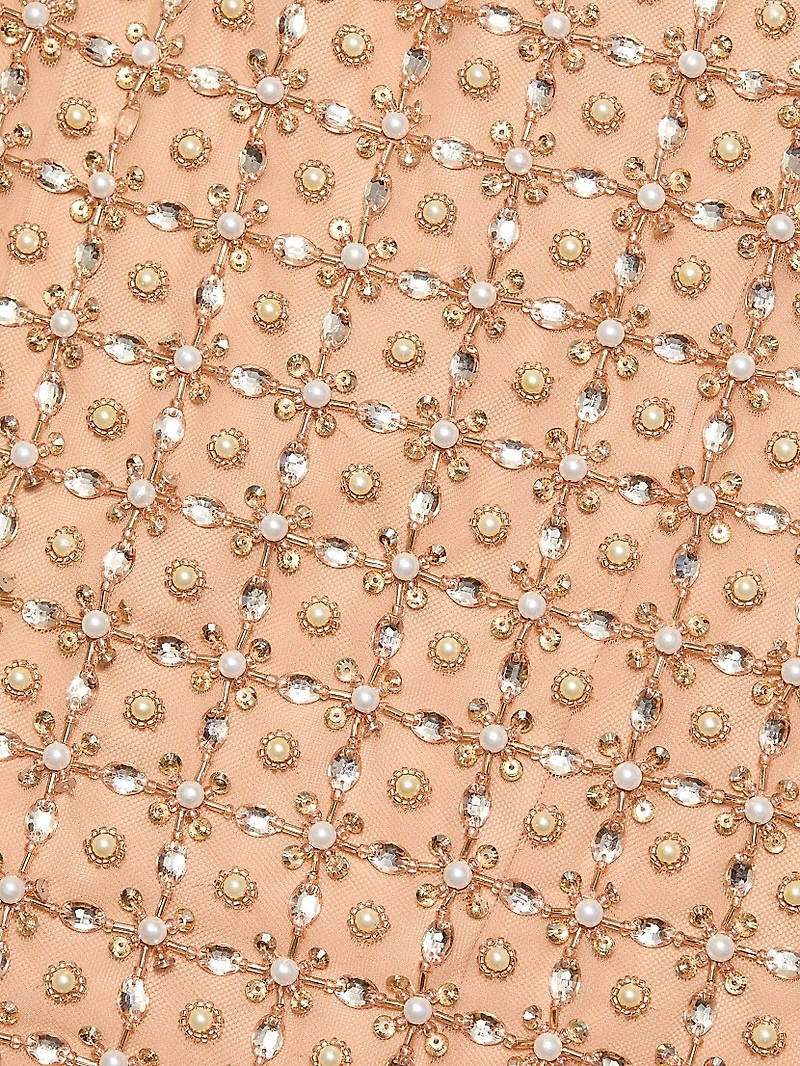 Imitation Pearl & Bead-Embroidered Tulle Gown