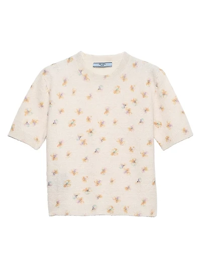 Floral Print Wool Crewneck Sweater