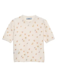 Floral Print Wool Crewneck Sweater