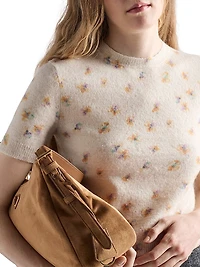 Floral Print Wool Crewneck Sweater