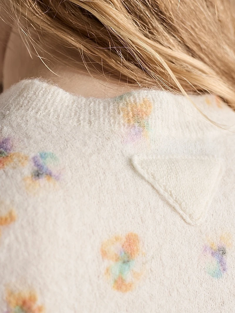 Floral Print Wool Crewneck Sweater