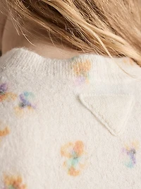 Floral Print Wool Crewneck Sweater