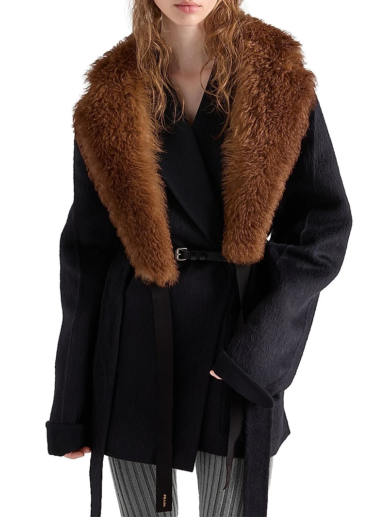 Single-Breasted Double Velour Caban Jacket