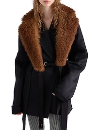 Single-Breasted Double Velour Caban Jacket