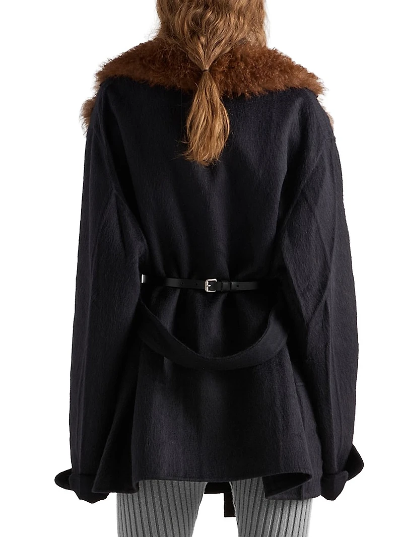 Single-Breasted Double Velour Caban Jacket