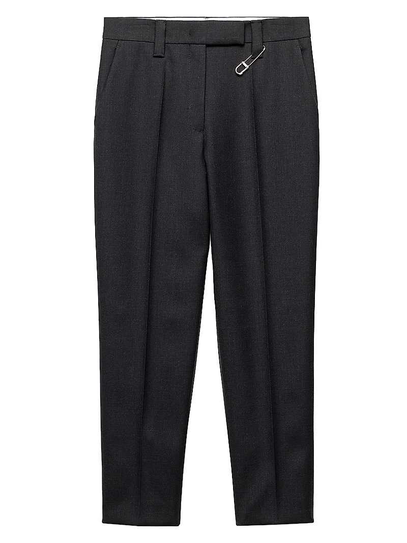 Wool Gabardine Pants with Pin