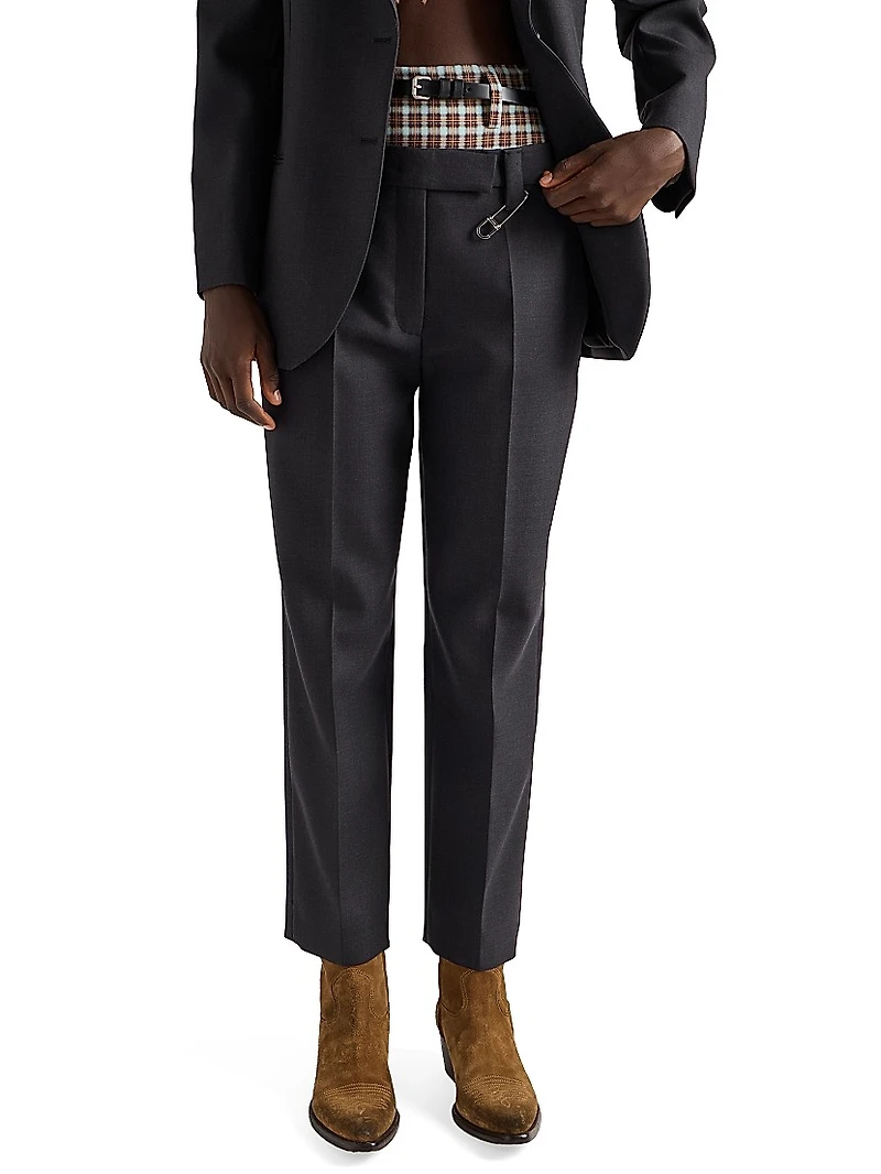 Wool Gabardine Pants with Pin