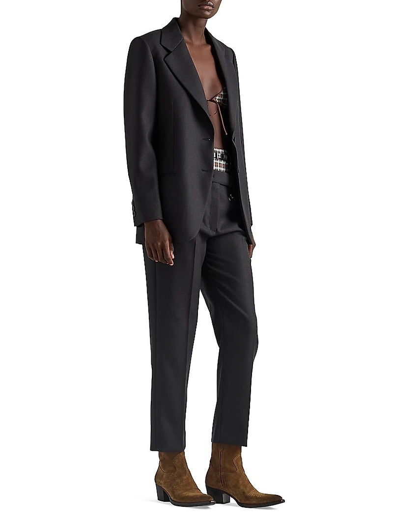 Wool Gabardine Pants with Pin
