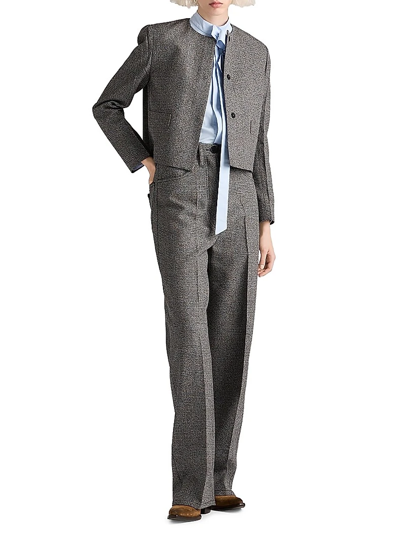 Prince of Wales Check Mouliné Wool Pants