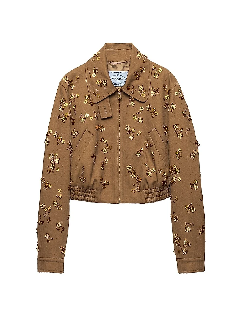 Embroidered Chevron Blouson Jacket