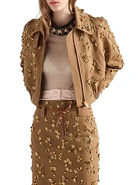 Embroidered Chevron Blouson Jacket