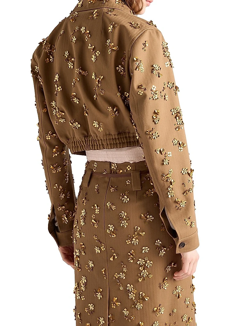 Embroidered Chevron Blouson Jacket