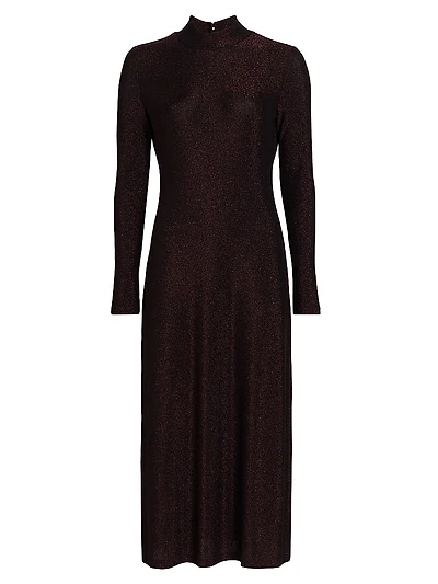 Jewell Metallic Knit Open-Back Midi-Dress