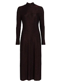 Jewell Metallic Knit Open-Back Midi-Dress