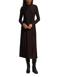 Jewell Metallic Knit Open-Back Midi-Dress