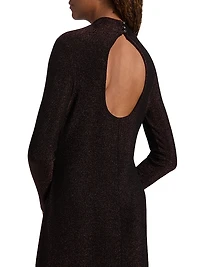 Jewell Metallic Knit Open-Back Midi-Dress