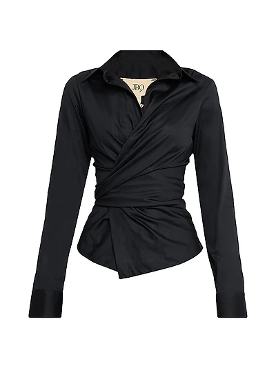 Valentina Stretch Poplin Wrap Top