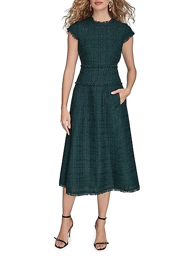 Tweed A-Line Midi-Dress
