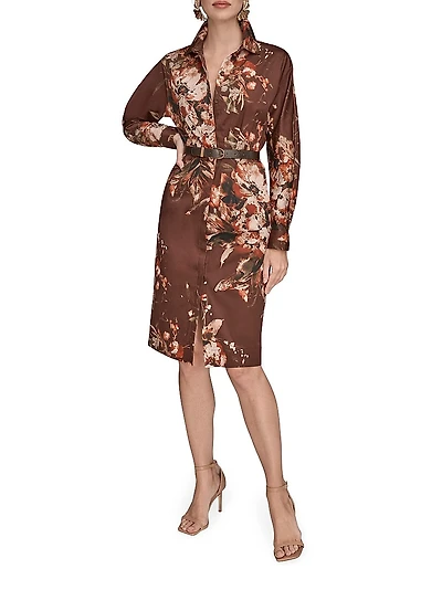 Floral Knee-Length Shirtdress