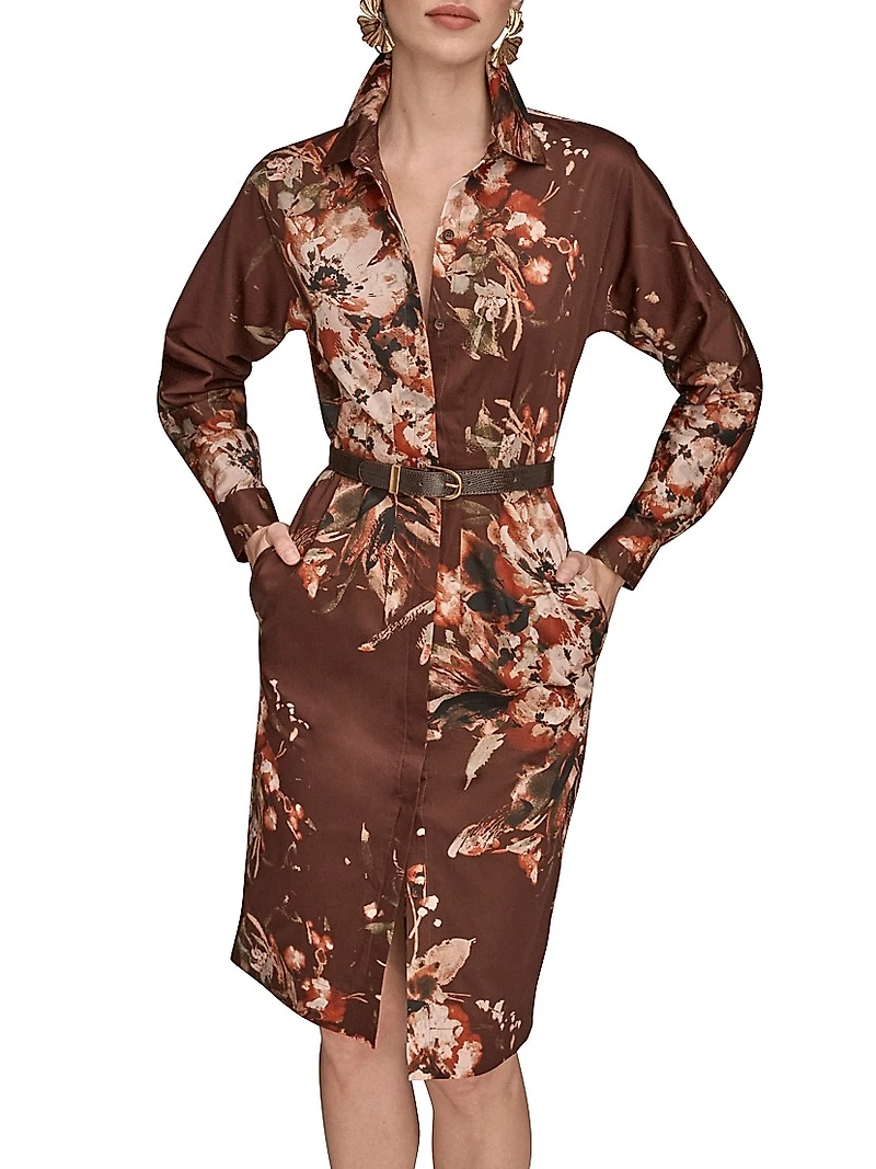 Floral Knee-Length Shirtdress