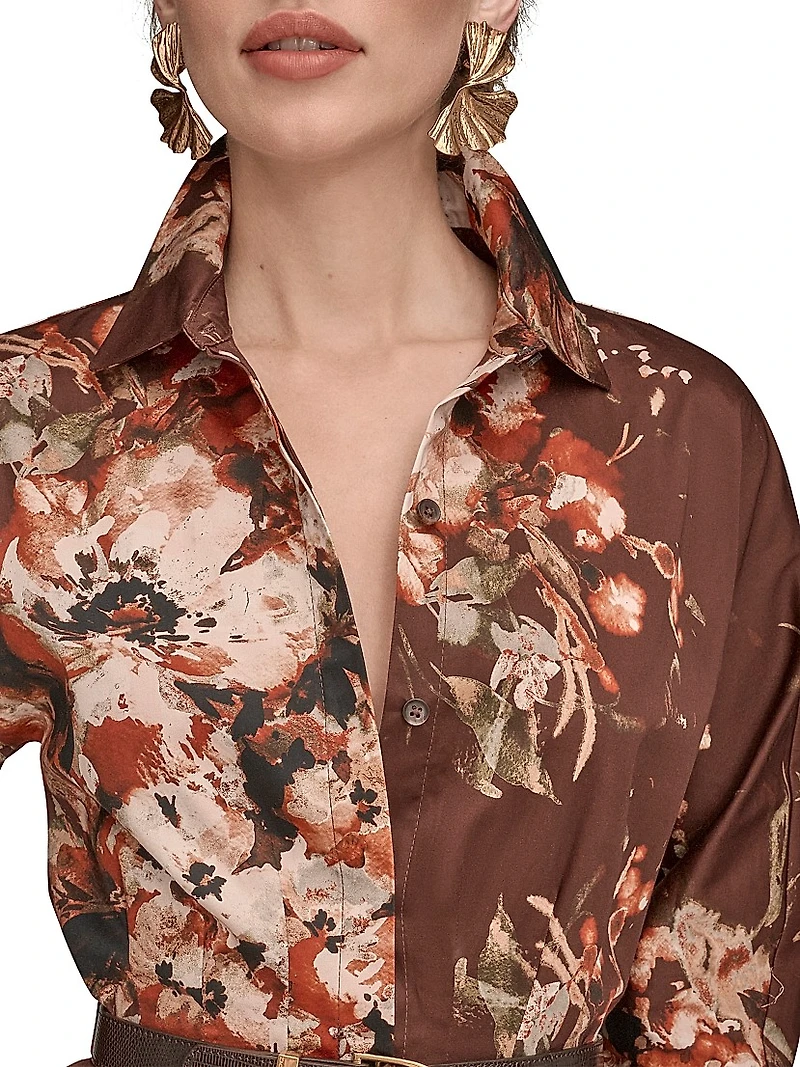 Floral Knee-Length Shirtdress