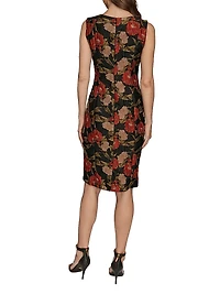 Floral Jacquard Sheath Dress