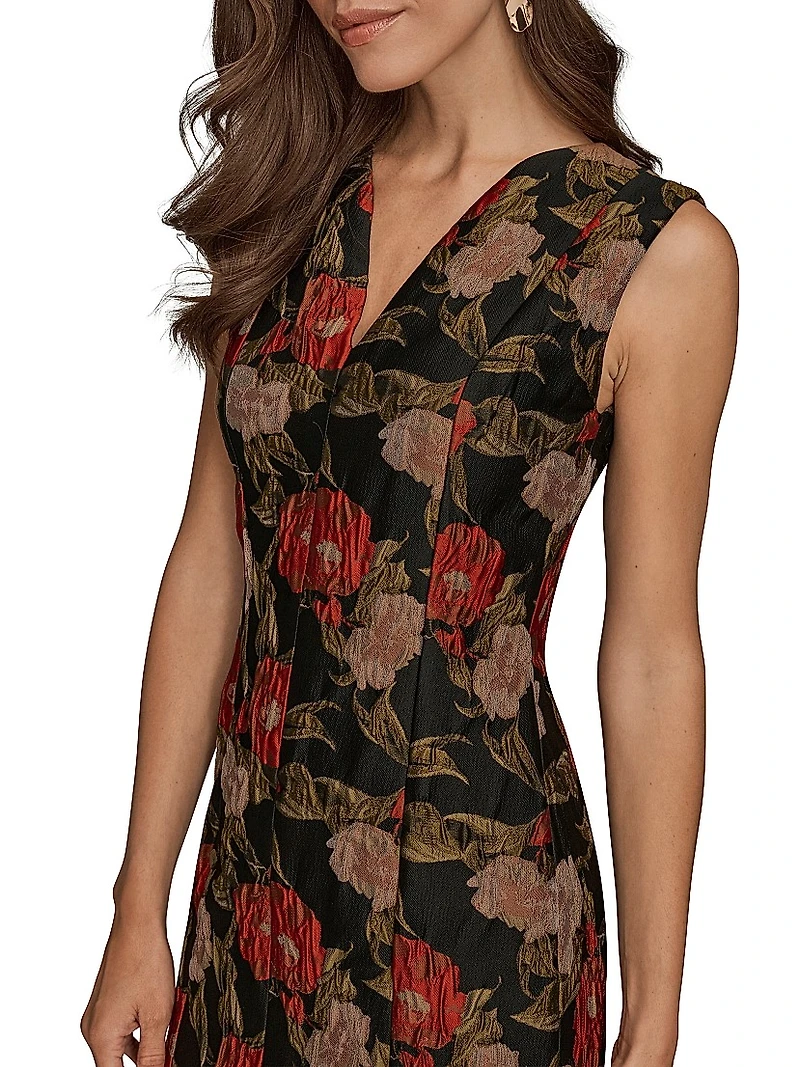 Floral Jacquard Sheath Dress