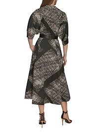 Printed Sateen Midi-Shirtdress