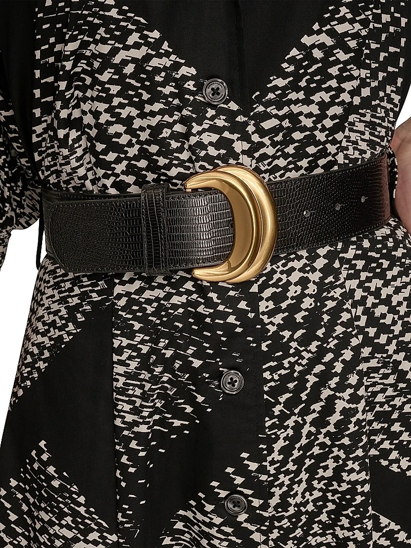 Printed Sateen Midi-Shirtdress