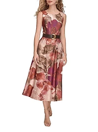 Floral A-Line Midi-Dress
