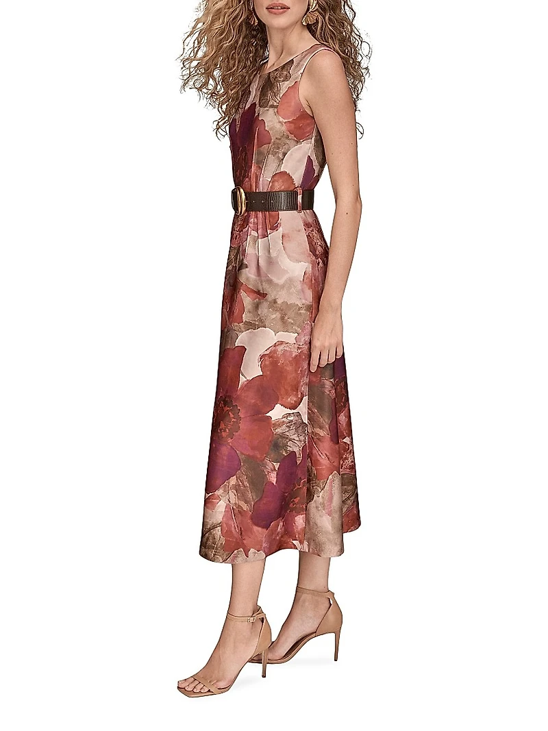 Floral A-Line Midi-Dress