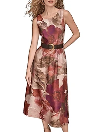 Floral A-Line Midi-Dress