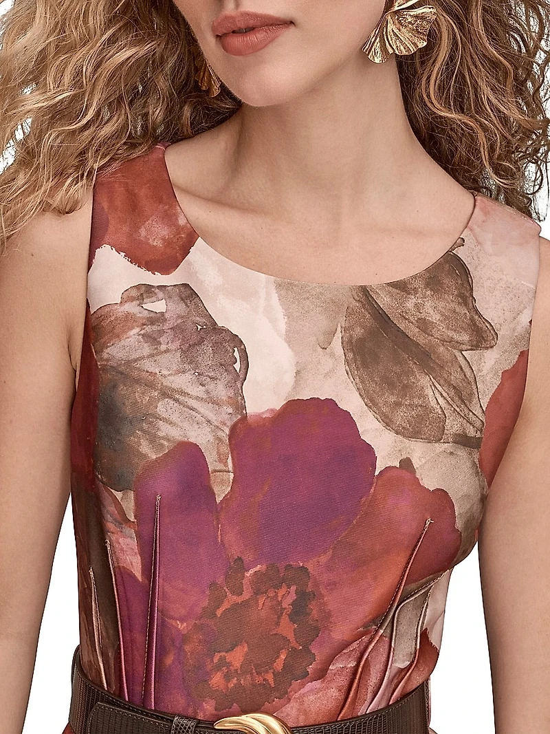 Floral A-Line Midi-Dress