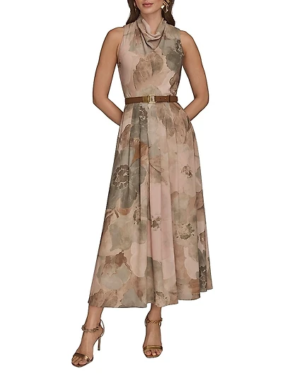 Floral A-Line Tea-Length Dress