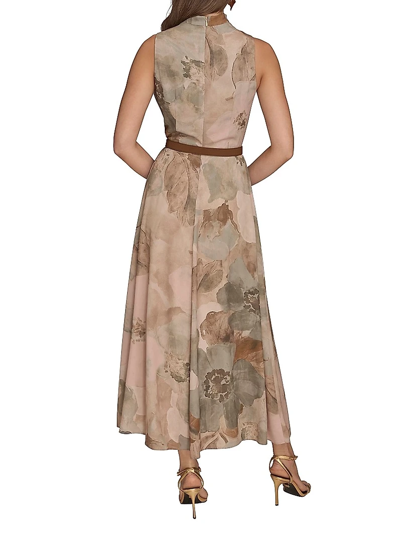 Floral A-Line Tea-Length Dress