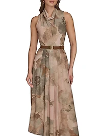 Floral A-Line Tea-Length Dress